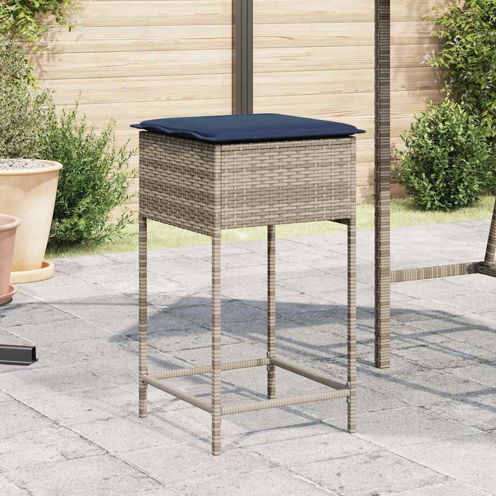 havebarstole med hynder 2 stk. grå polyrattan
