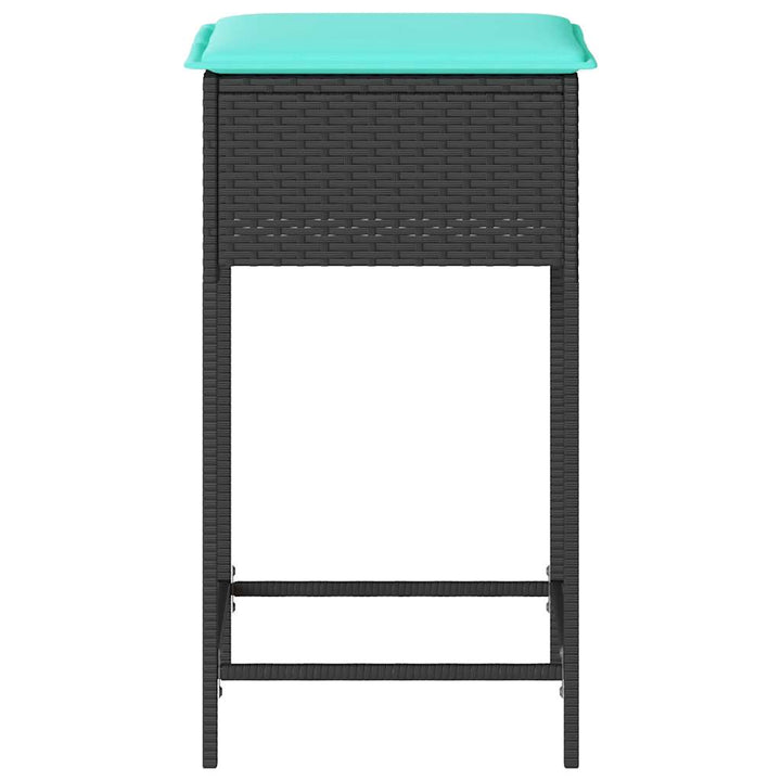 havebarstole med hynder 2 stk. sort polyrattan