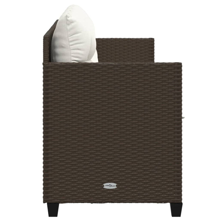 loungesofa med hynder polyrattan brun