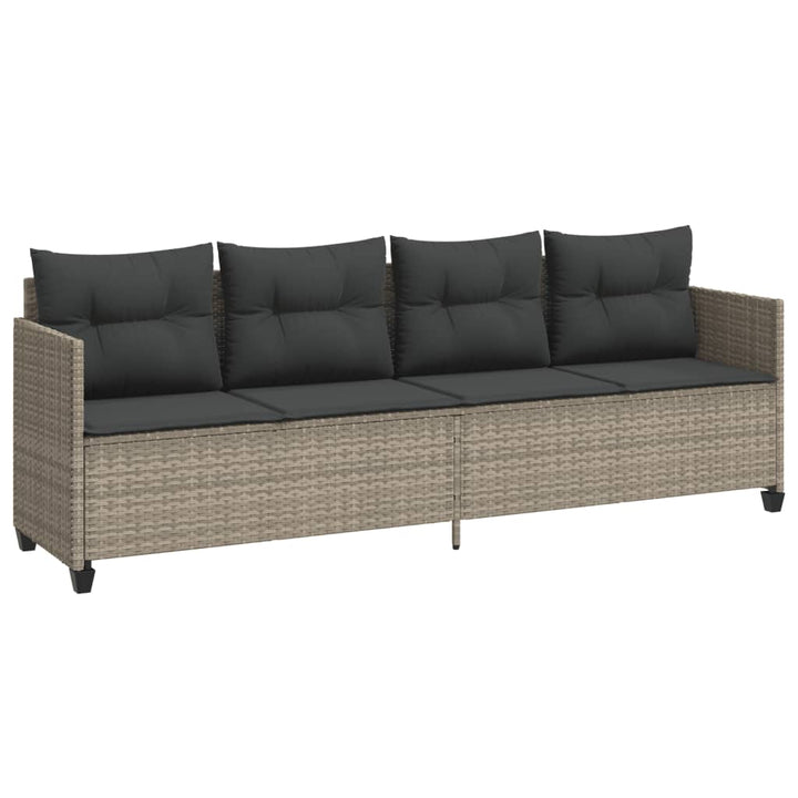 loungesofa med hynder polyrattan lysegrå