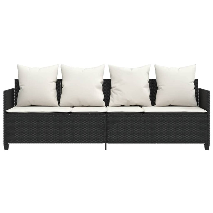 loungesofa med hynder polyrattan sort