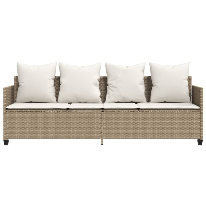 loungesofa med hynder polyrattan beige