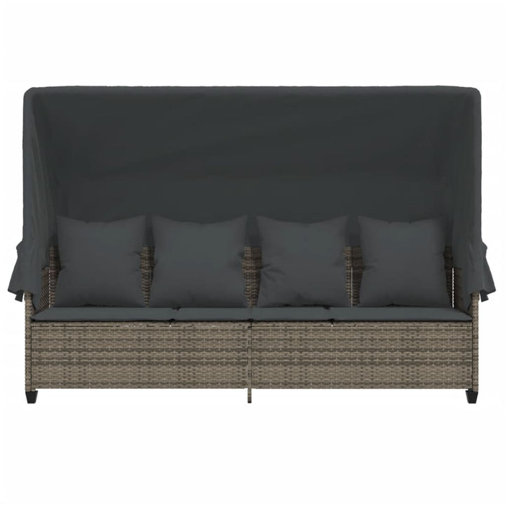 loungesofa med baldakin og hynder polyrattan grå