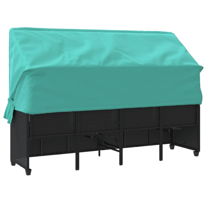 loungesofa med baldakin og hynder polyrattan sort
