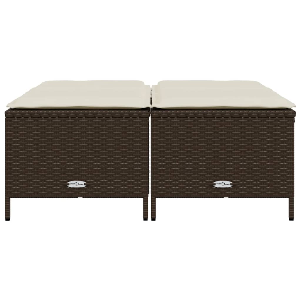 haveskamler 4 stk. med hynder polyrattan brun