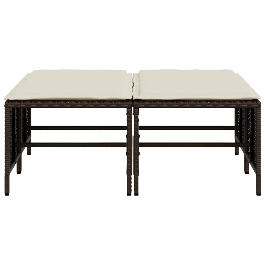 haveskamler 4 stk. med hynder polyrattan brun