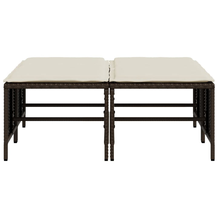 haveskamler 4 stk. med hynder polyrattan brun