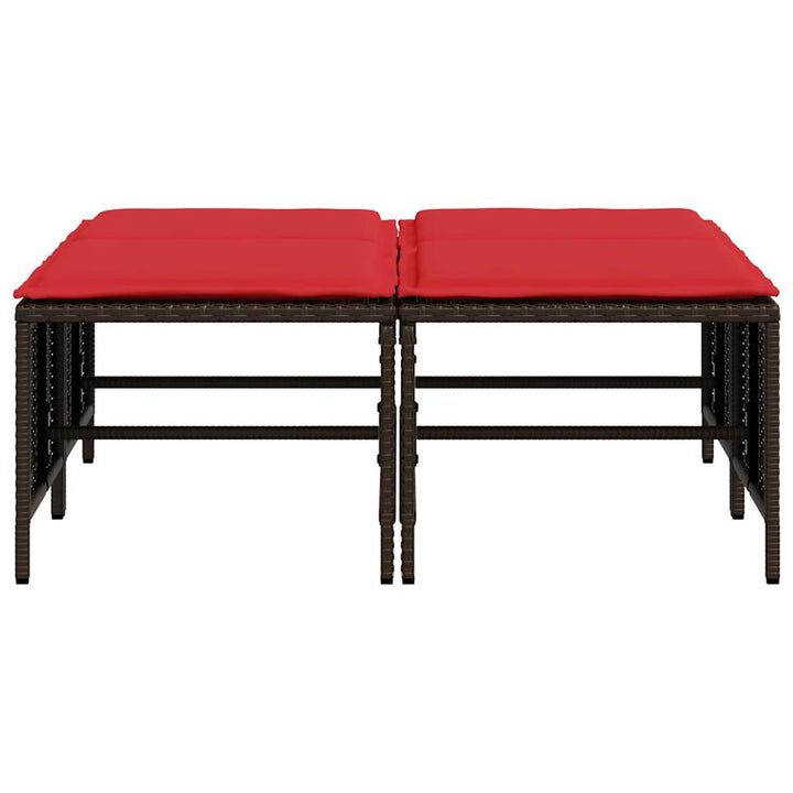 haveskamler med hynder 4 stk. brun polyrattan