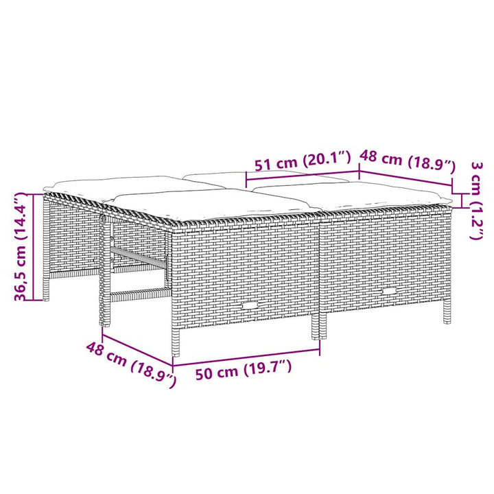 haveskamler med hynder 4 stk. brun polyrattan