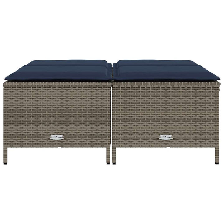 haveskamler med hynder 4 stk. grå polyrattan