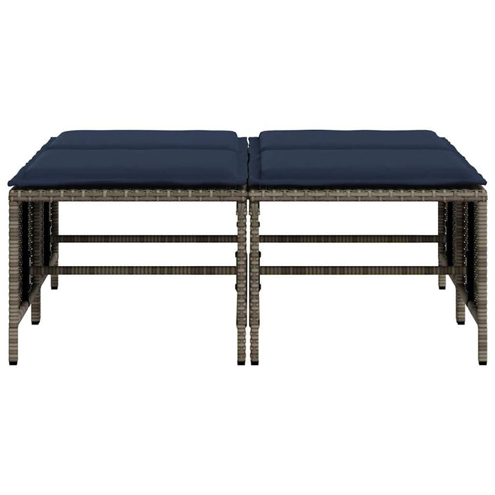 haveskamler med hynder 4 stk. grå polyrattan