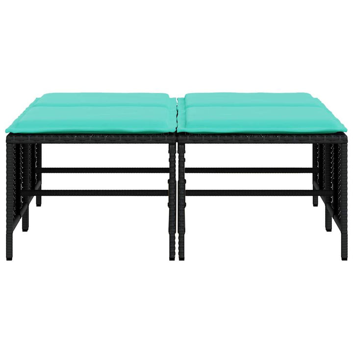 haveskamler med hynder 4 stk. sort polyrattan
