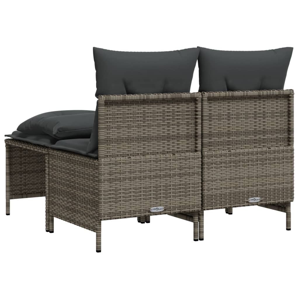 sofasæt til haven 4 dele med hynder polyrattan grå