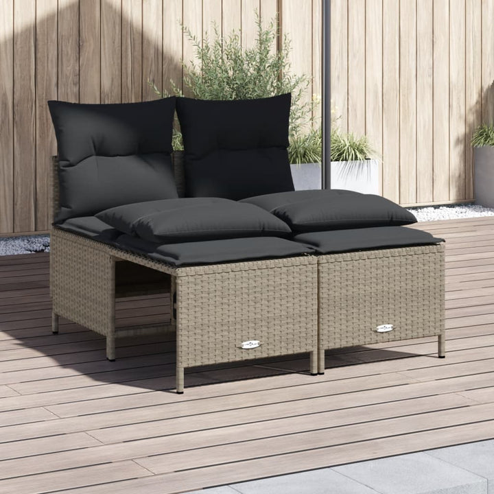 sofasæt til haven 4 dele med hynder polyrattan lysegrå