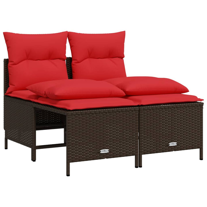 havesofasæt med 4 dele og hynder brun polyrattan