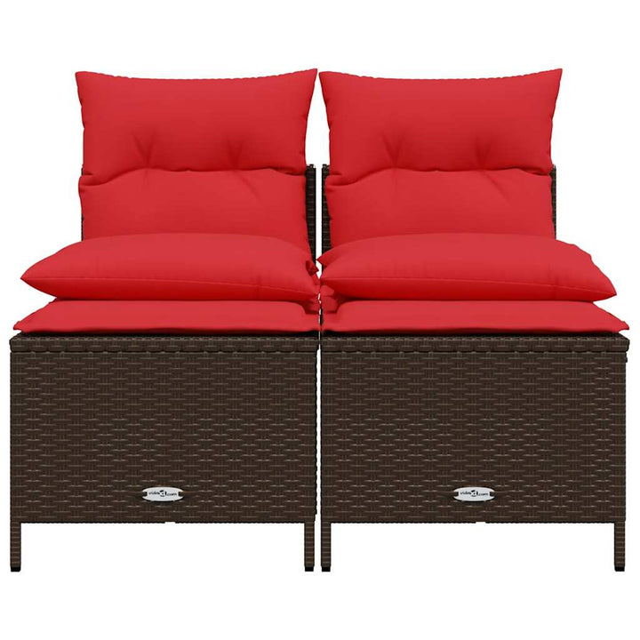 havesofasæt med 4 dele og hynder brun polyrattan