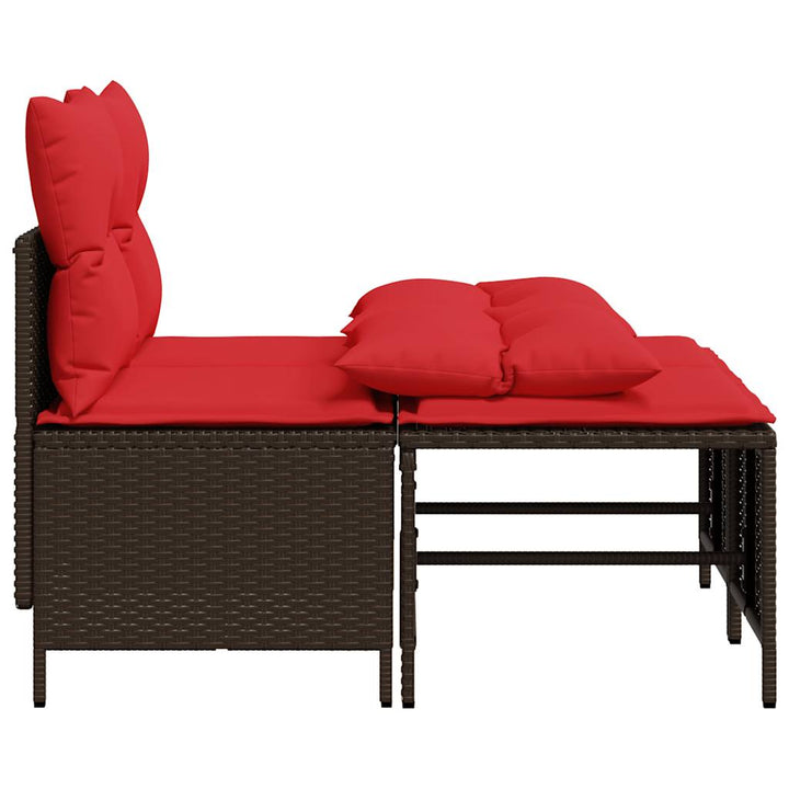 havesofasæt med 4 dele og hynder brun polyrattan