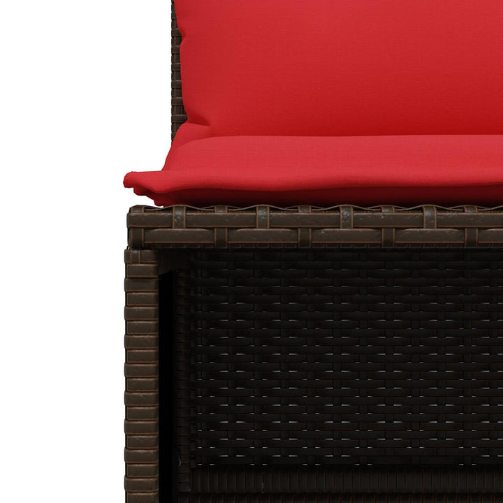 havesofasæt med 4 dele og hynder brun polyrattan