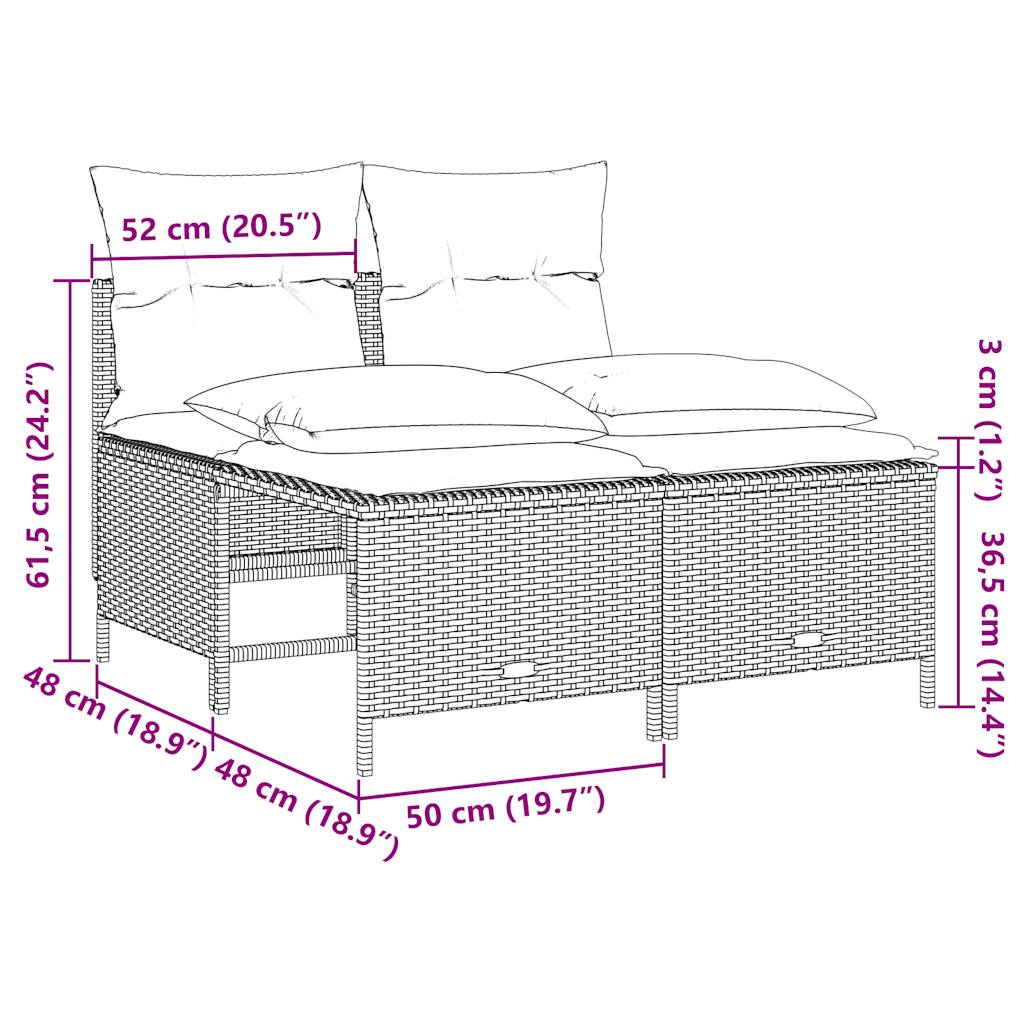havesofasæt med 4 dele og hynder brun polyrattan