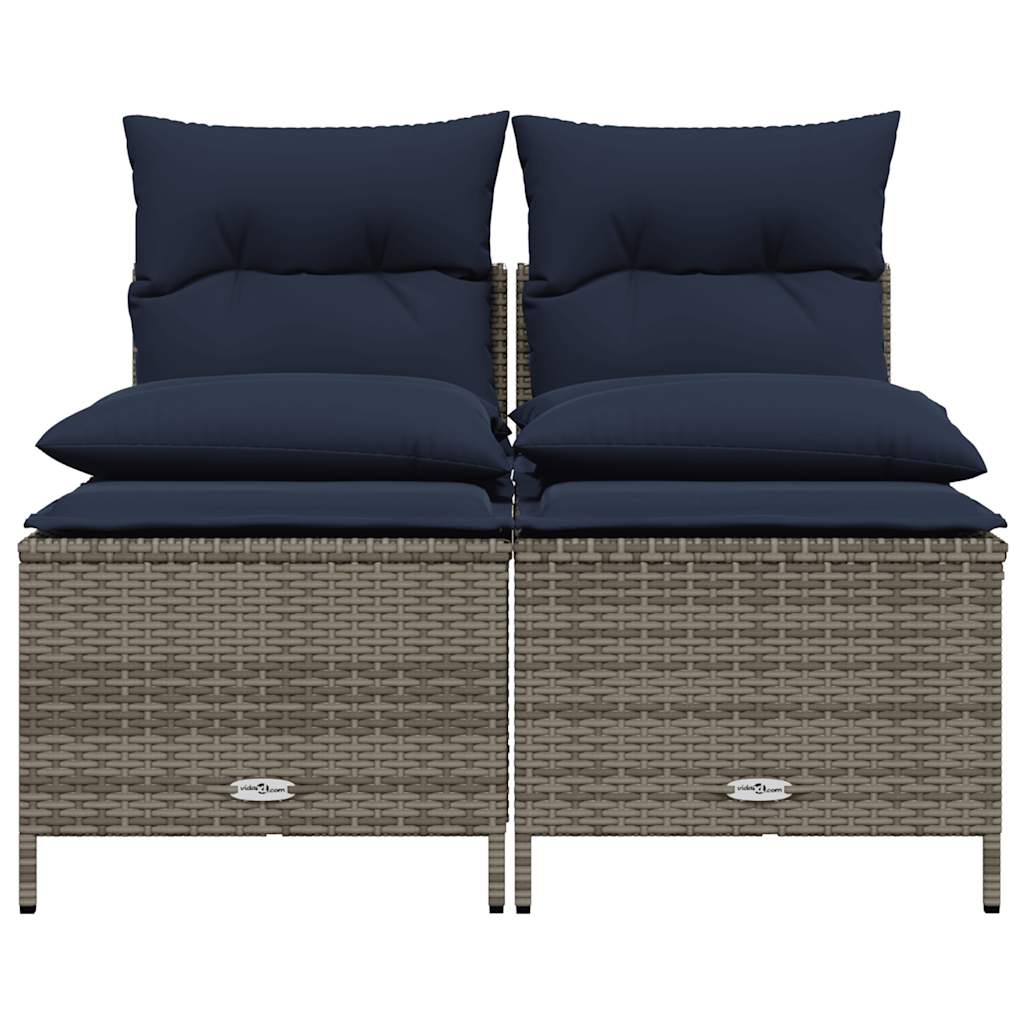 havesofasæt med 4 dele og hynder grå polyrattan