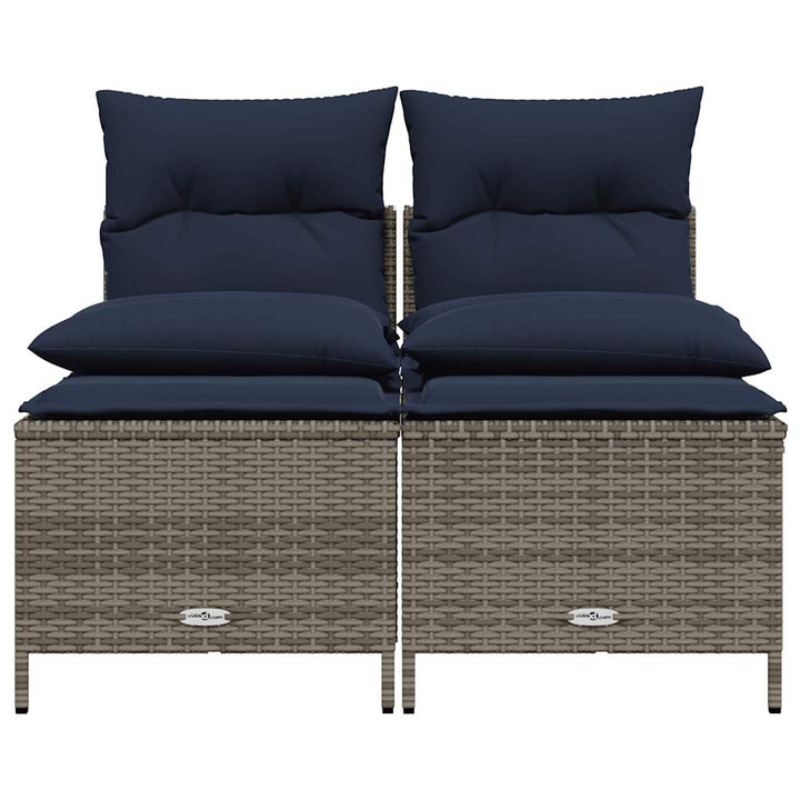 havesofasæt med 4 dele og hynder grå polyrattan