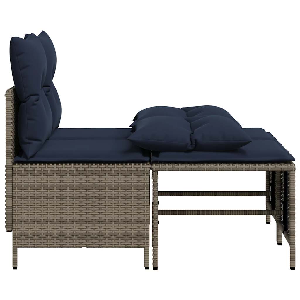 havesofasæt med 4 dele og hynder grå polyrattan