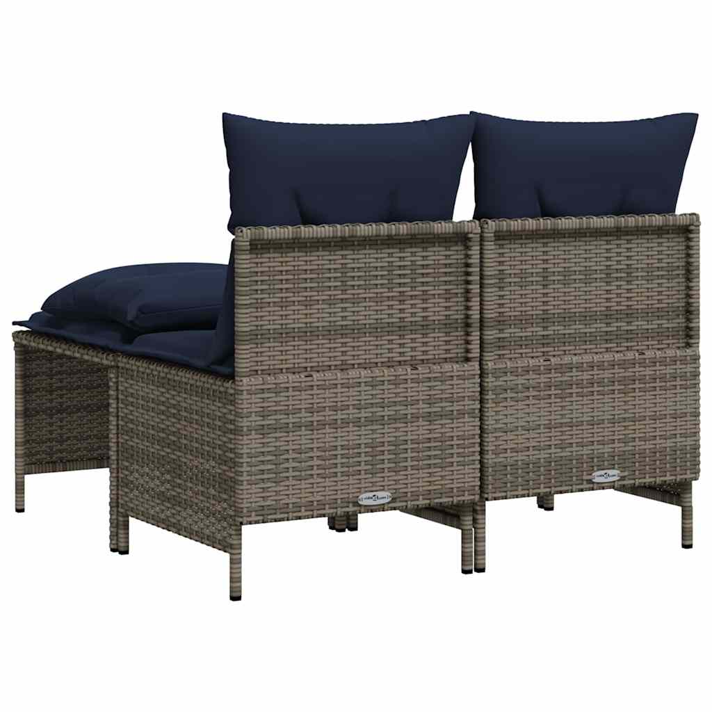 havesofasæt med 4 dele og hynder grå polyrattan