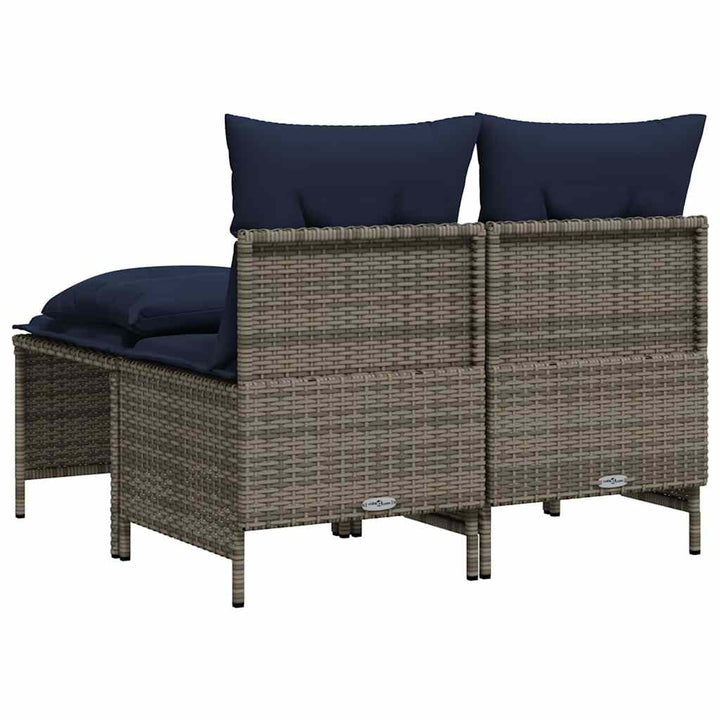 havesofasæt med 4 dele og hynder grå polyrattan