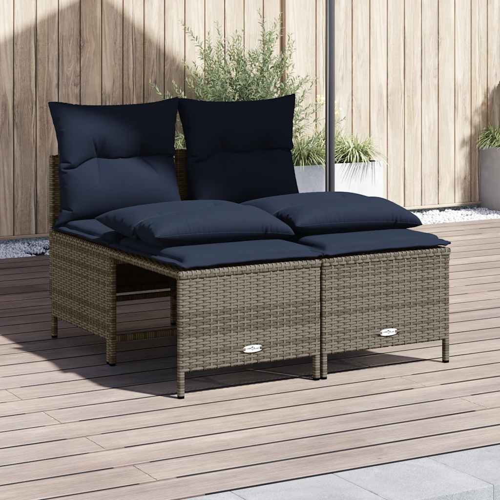 havesofasæt med 4 dele og hynder grå polyrattan