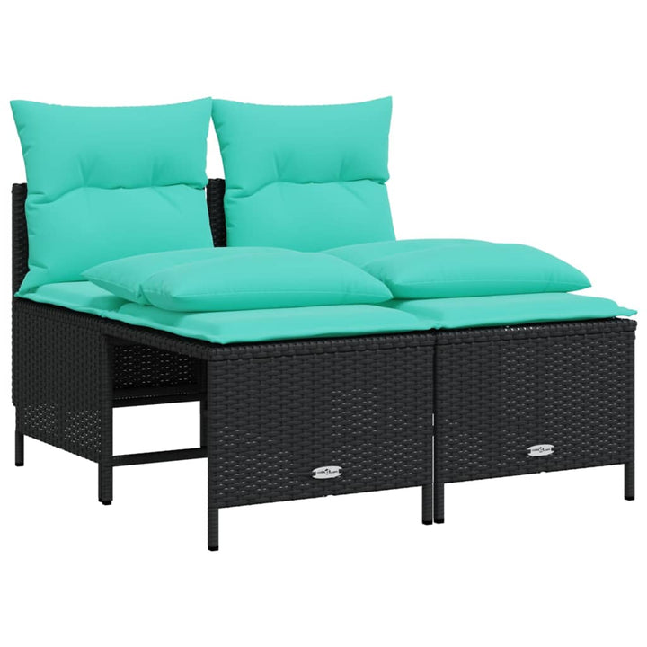 havesofasæt med 4 dele og hynder sort polyrattan