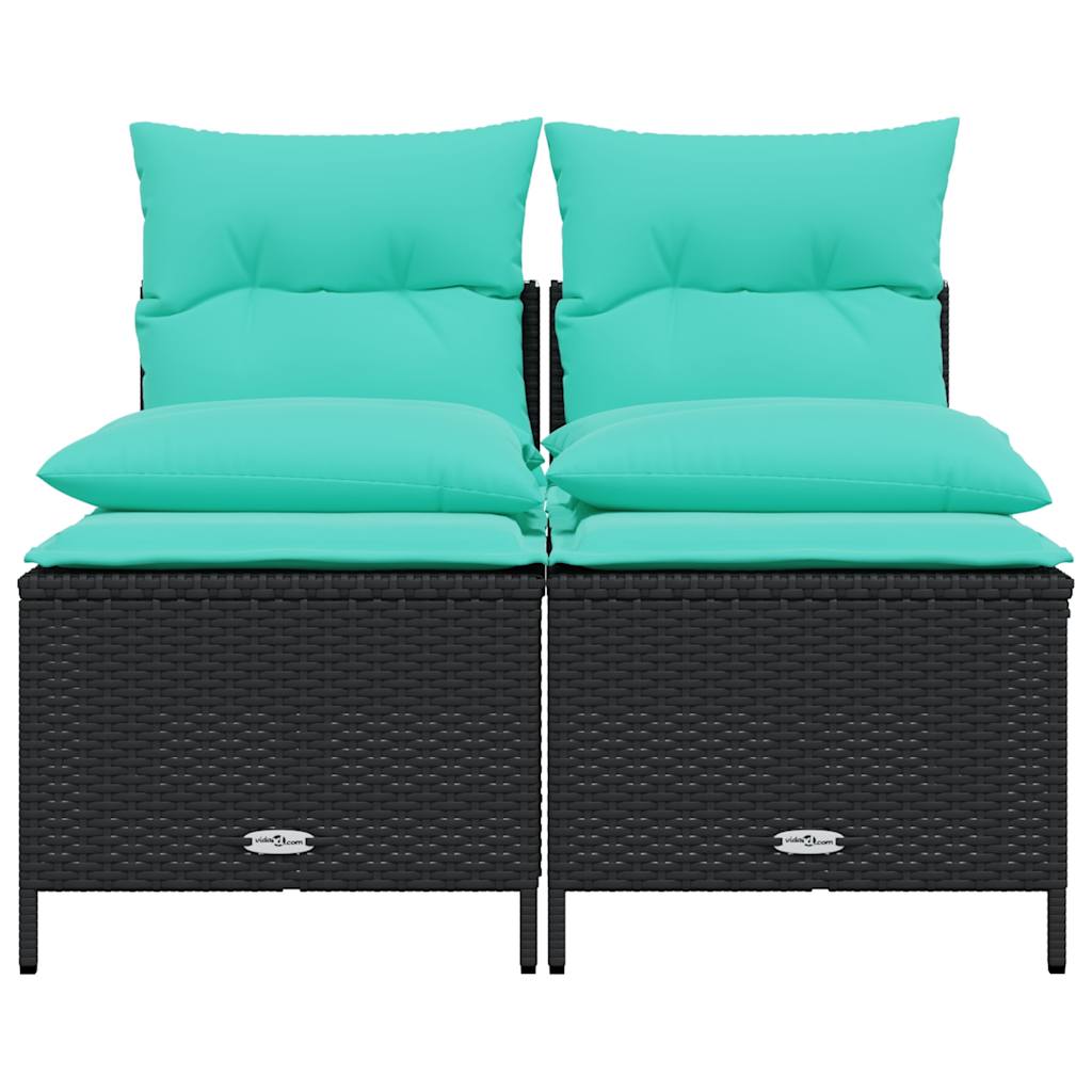 havesofasæt med 4 dele og hynder sort polyrattan