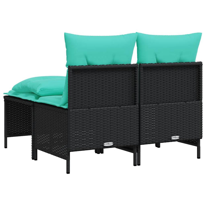 havesofasæt med 4 dele og hynder sort polyrattan