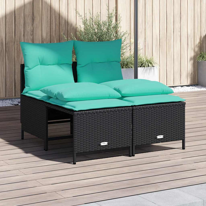 havesofasæt med 4 dele og hynder sort polyrattan