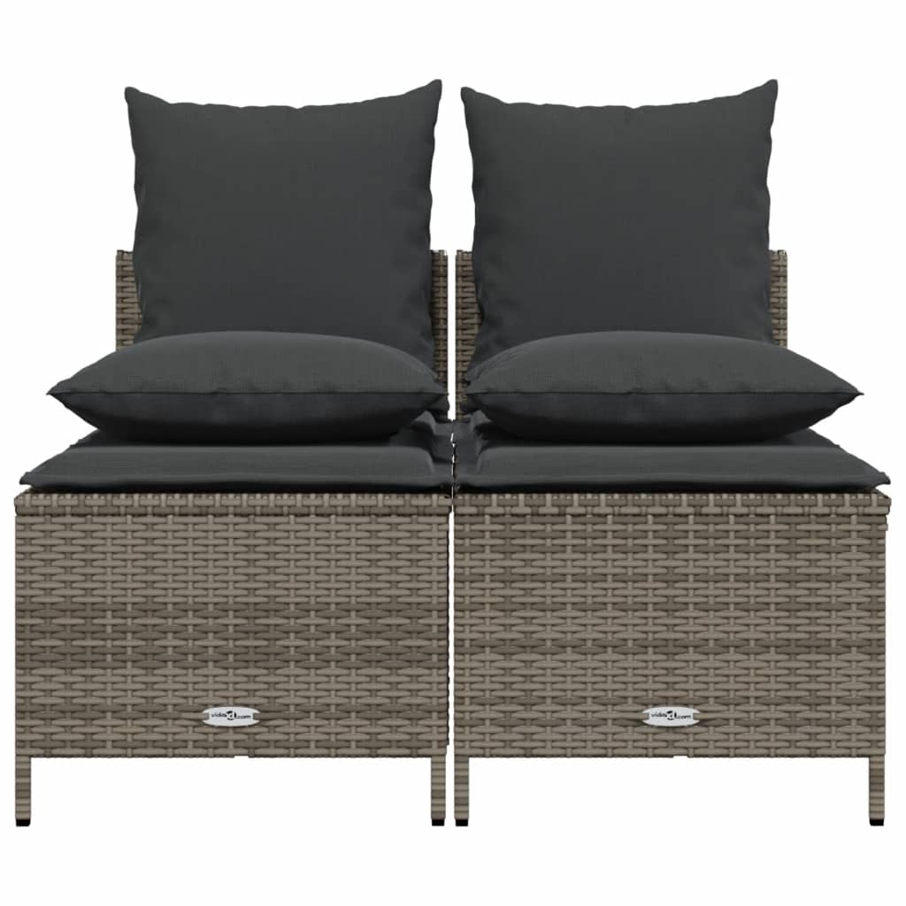 sofasæt til haven 4 dele med hynder polyrattan grå