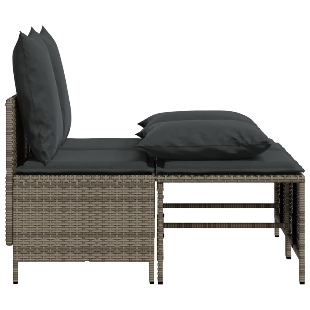 sofasæt til haven 4 dele med hynder polyrattan grå