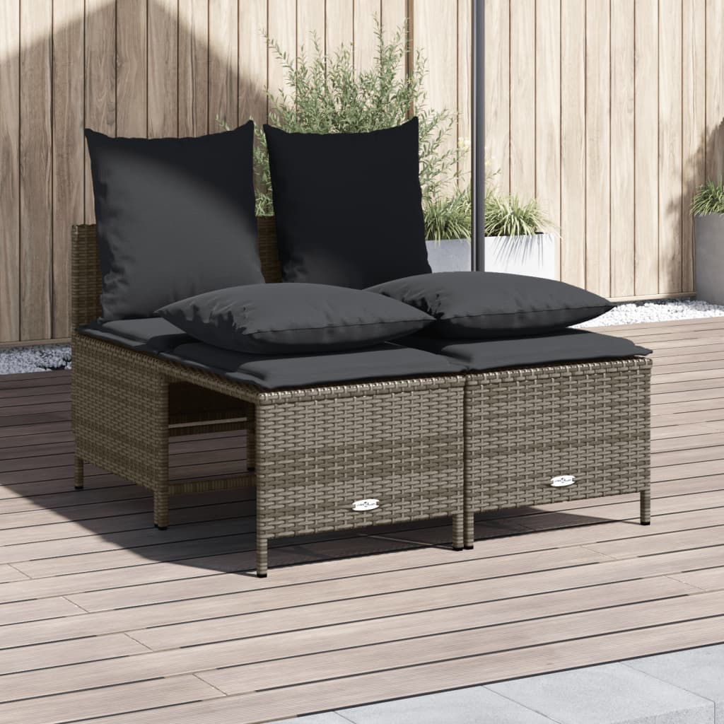 sofasæt til haven 4 dele med hynder polyrattan grå