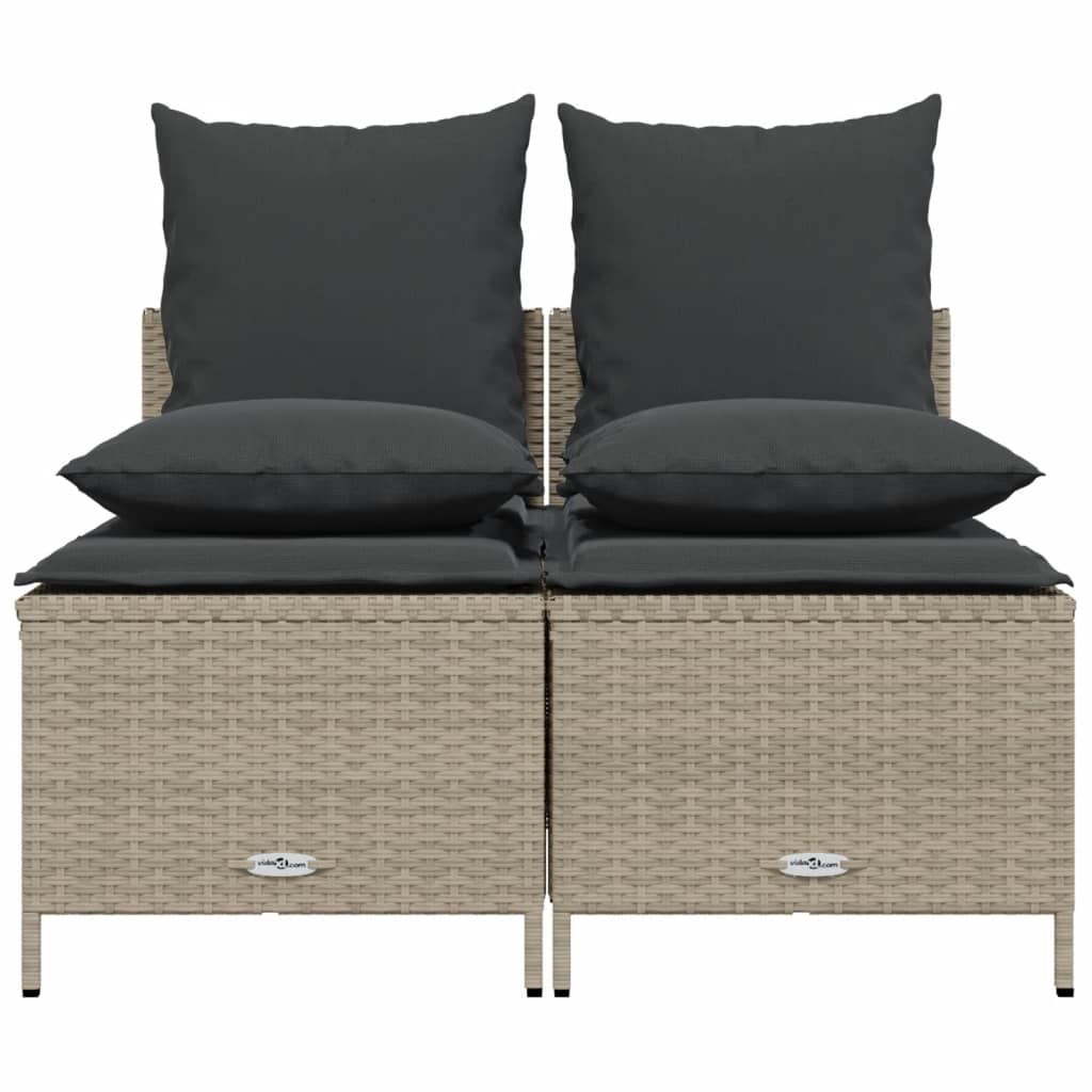 sofasæt til haven 4 dele med hynder polyrattan lysegrå