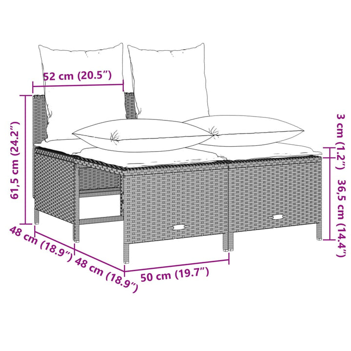 sofasæt til haven 4 dele med hynder polyrattan lysegrå