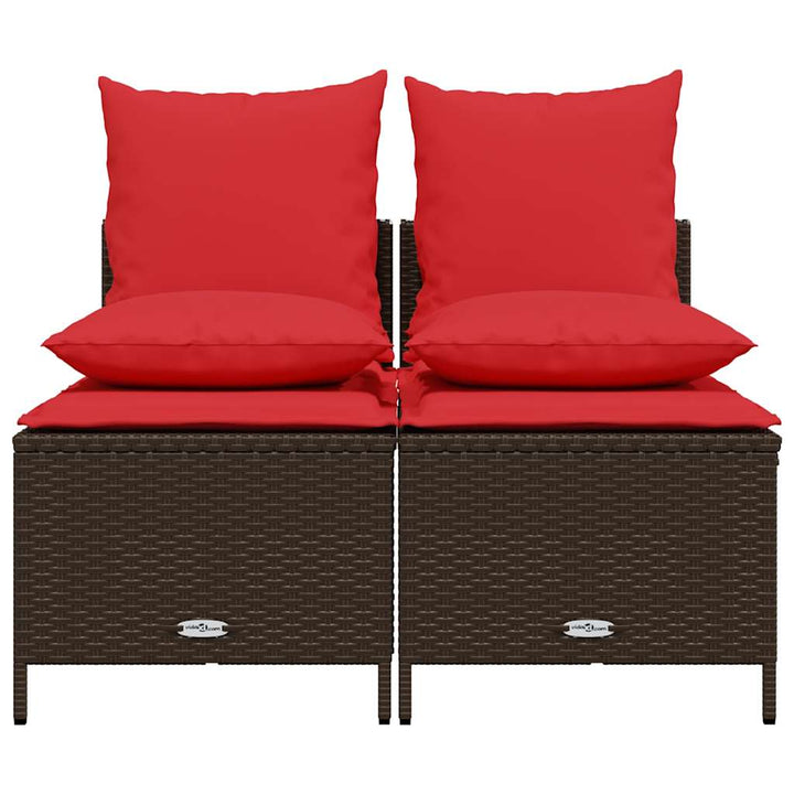 havesofasæt med 4 dele og hynder brun polyrattan