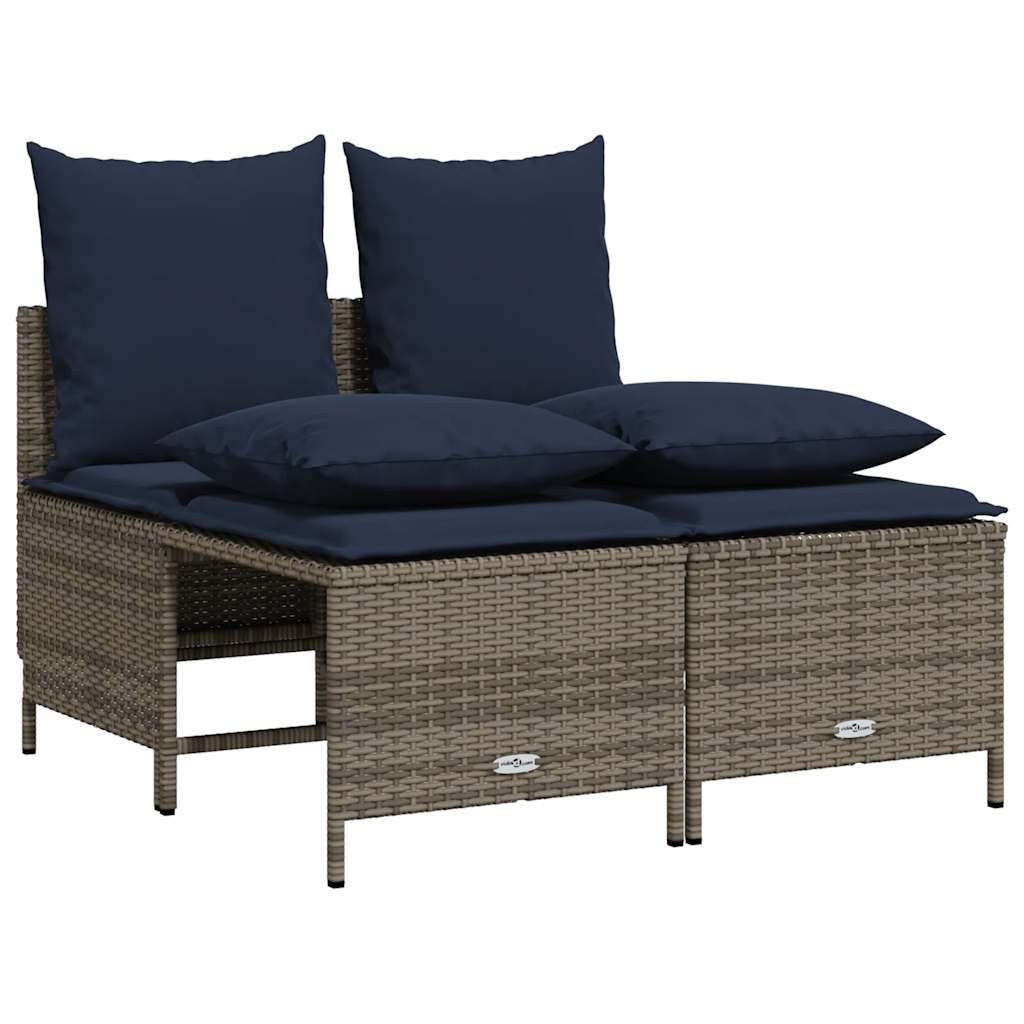 havesofasæt med 4 dele og hynder grå polyrattan