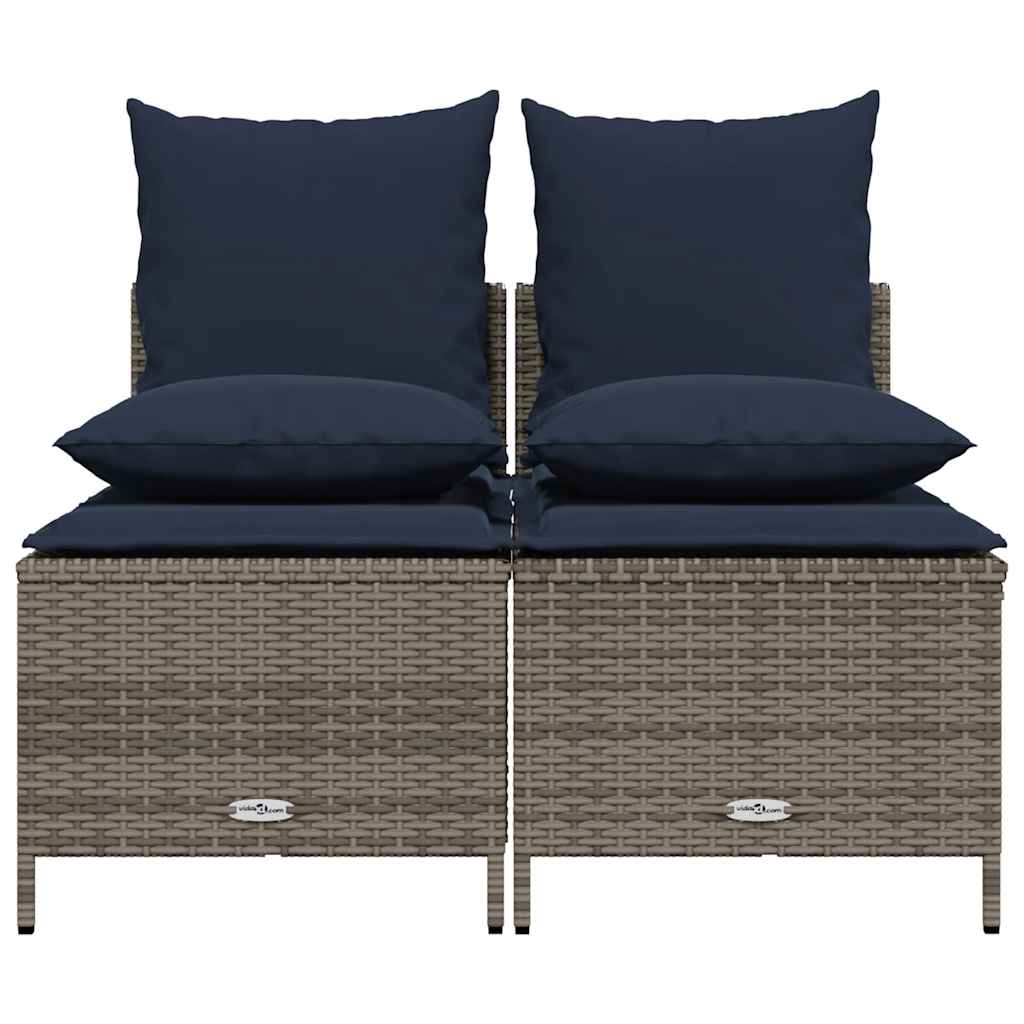 havesofasæt med 4 dele og hynder grå polyrattan