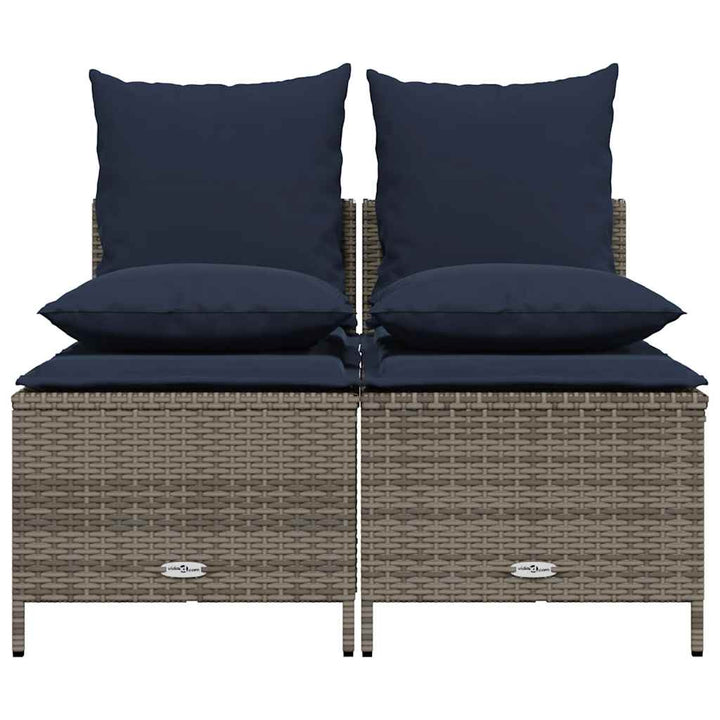havesofasæt med 4 dele og hynder grå polyrattan