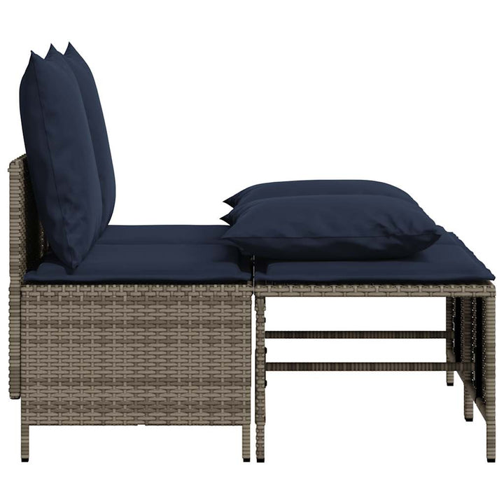 havesofasæt med 4 dele og hynder grå polyrattan