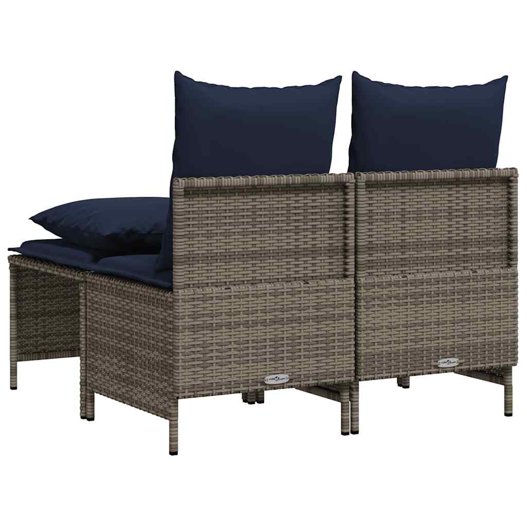 havesofasæt med 4 dele og hynder grå polyrattan