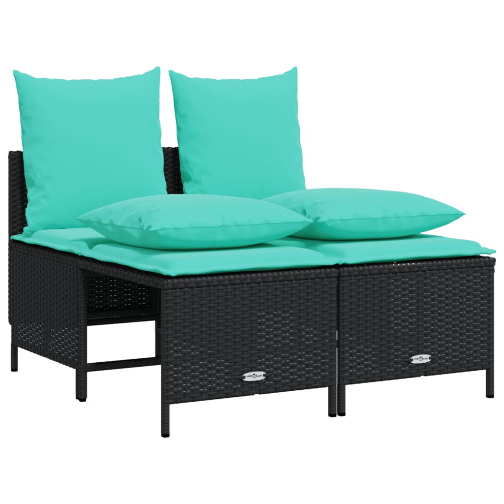 havesofasæt med 4 dele og hynder sort polyrattan