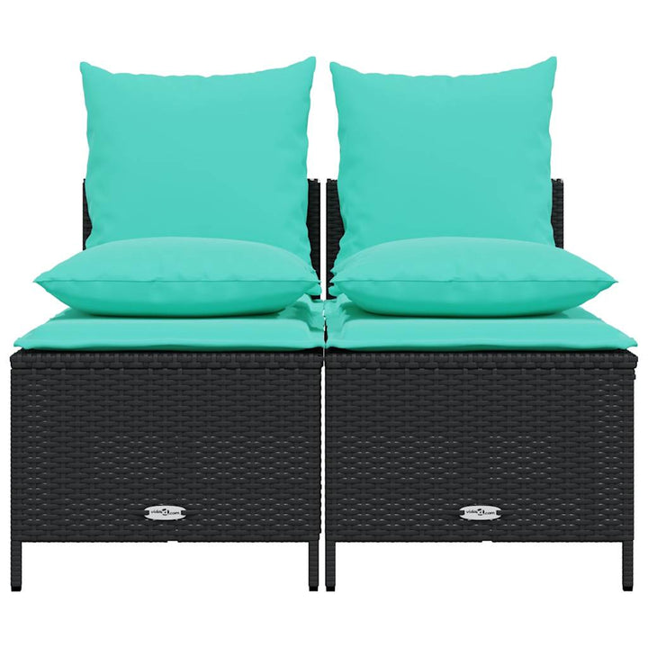 havesofasæt med 4 dele og hynder sort polyrattan