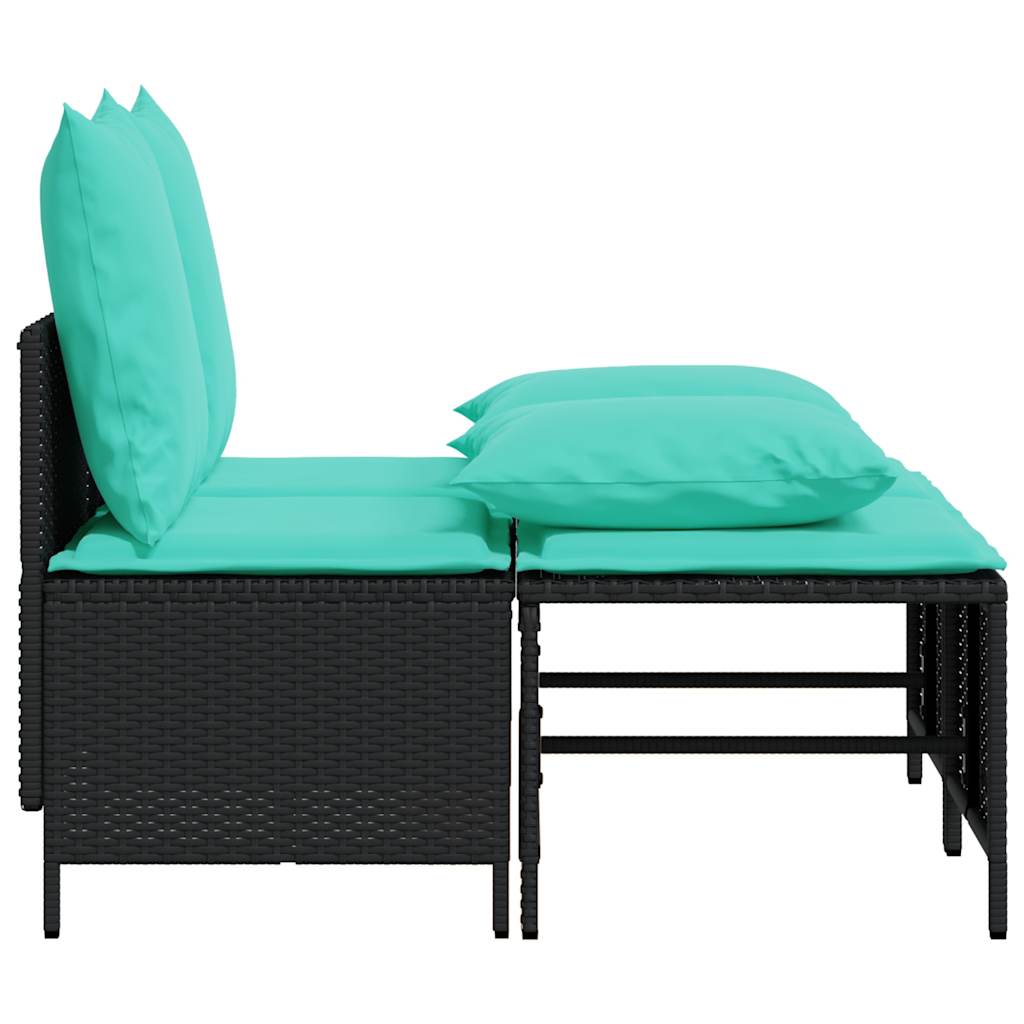 havesofasæt med 4 dele og hynder sort polyrattan