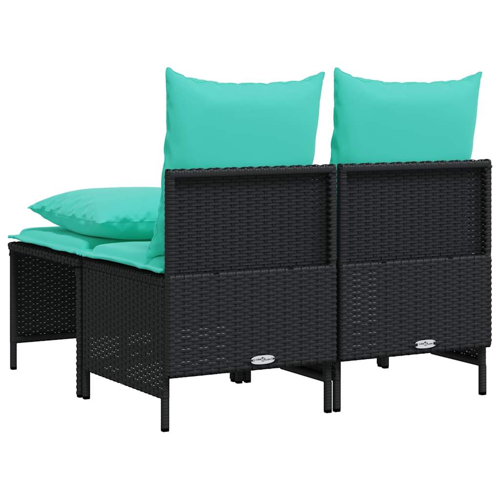 havesofasæt med 4 dele og hynder sort polyrattan