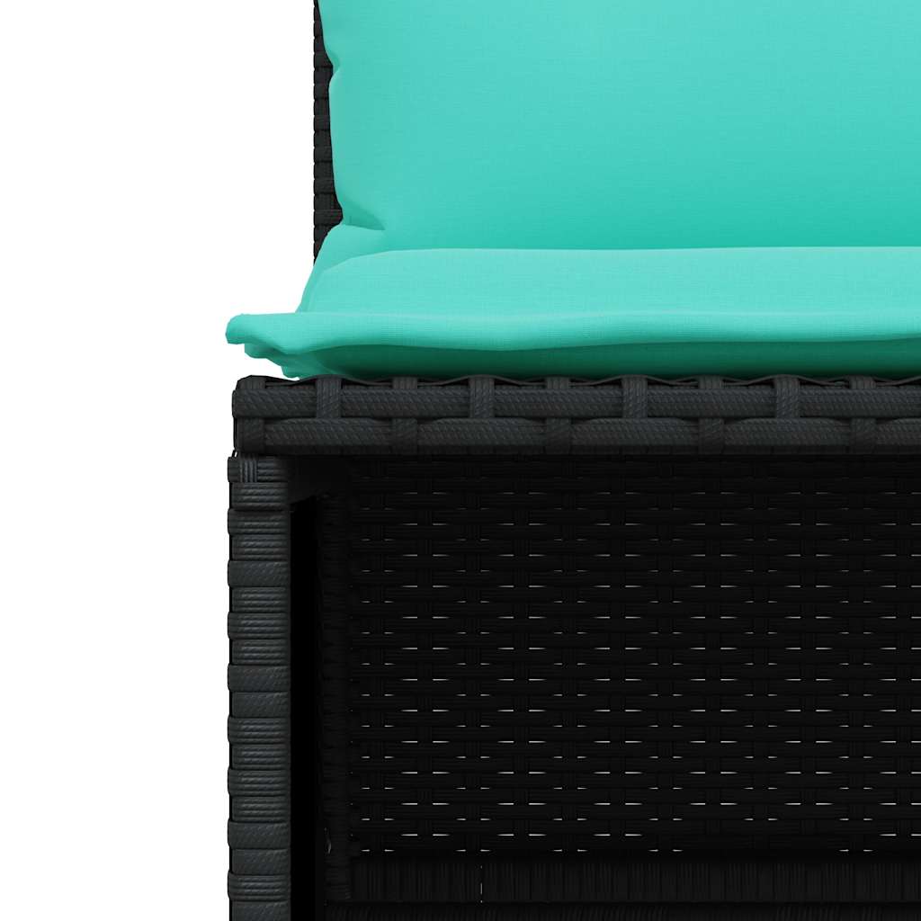 havesofasæt med 4 dele og hynder sort polyrattan