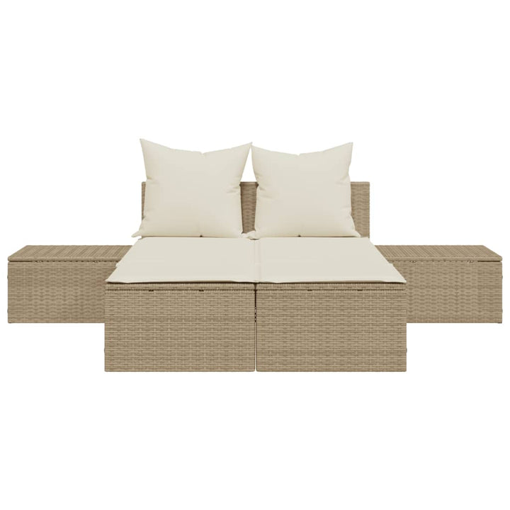 solseng med hynder polyrattan beige